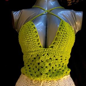 Lime green handmade crochet top